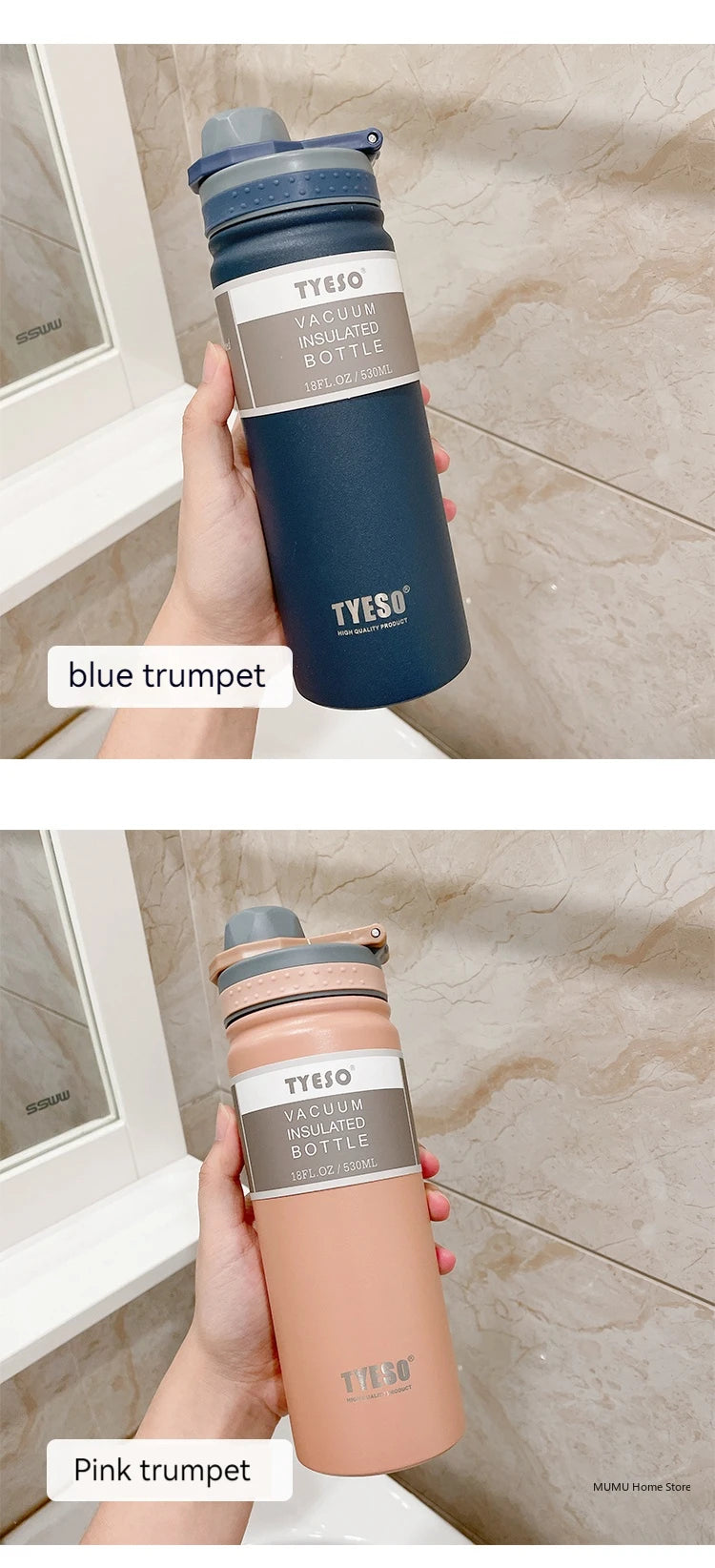 Tyeso 530/750ML Thermos Bottle Stainless Steel Vacuum Flask Travel Cup Insulated Water Bottle Sport Thermal Mug Hot & Cold Mug