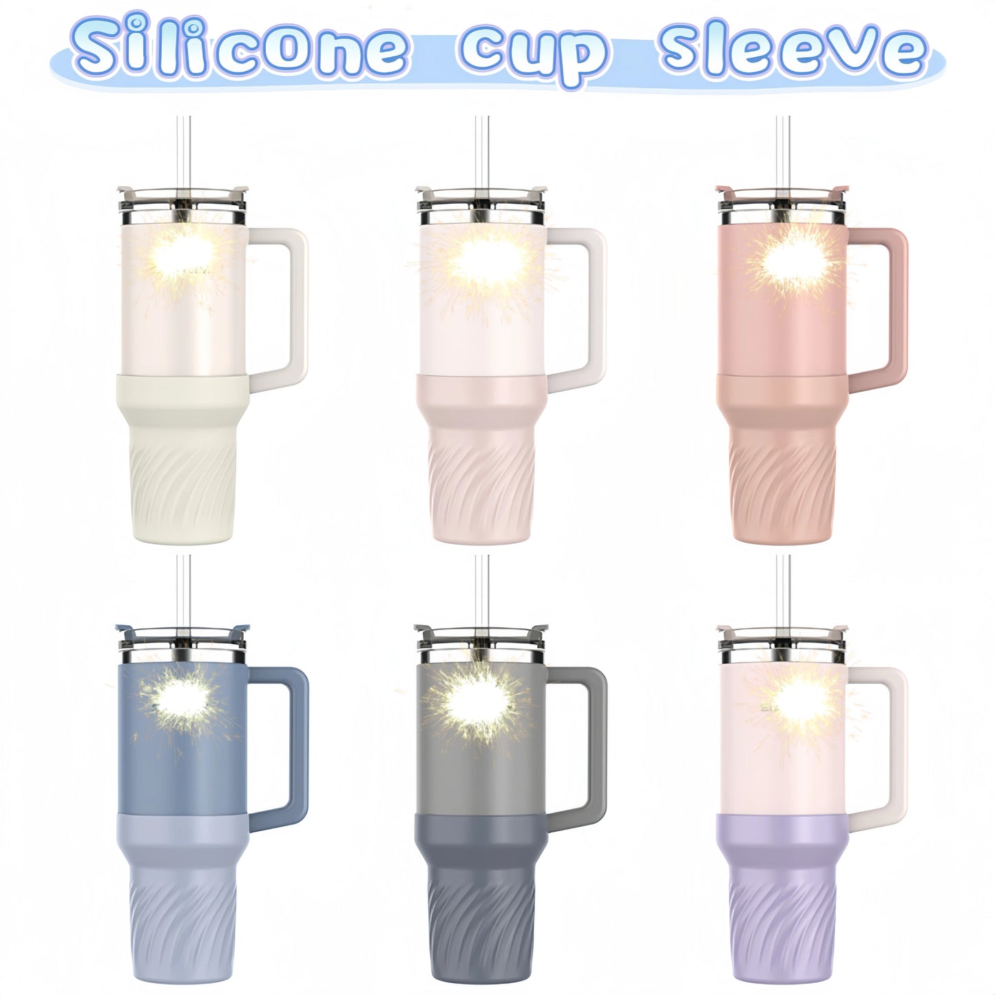 13pcs accessories for Stanley 40oz thermos cup, flower straw covers, 10mm straws, silicone cup sleeves and cleaning brushes.