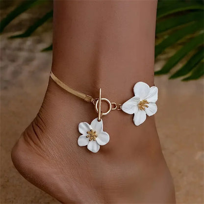 Fashion Metal Flower Pendant Anklet
