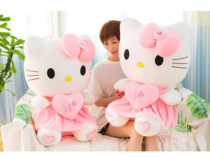 24-55cm Sanrio Hello Kitty Cat Plush Toys Cartoon KT Cat Plushie Doll Soft Stuffed Anime Pillow Birthday Gifts For Kids Girls