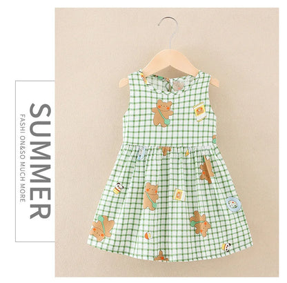Cotton Cartoon Summer Dress for Girls – Sleeveless Princess Party Outfit