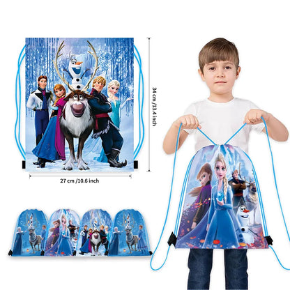 6/12PCS Disney Princess Frozen Anna Elsa Backpacks Birthday Party Gifts Non-woven Drawstring Bags Kids Swimming Backpacks Gifts