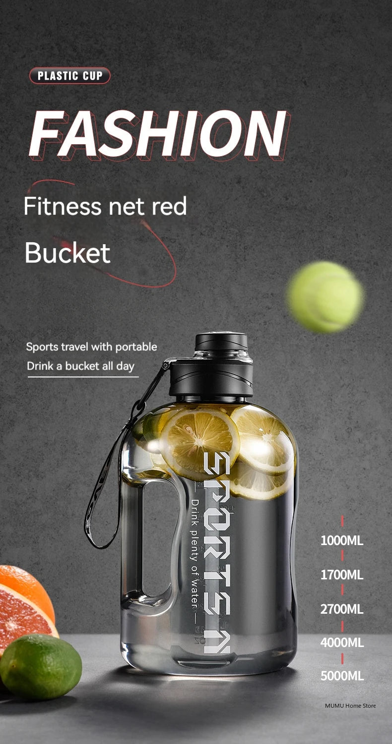 1.7L/2.7L/4L/5L Large Capacity Sports Water Bottle – Gym, Camping & Fitness Hydration Jug