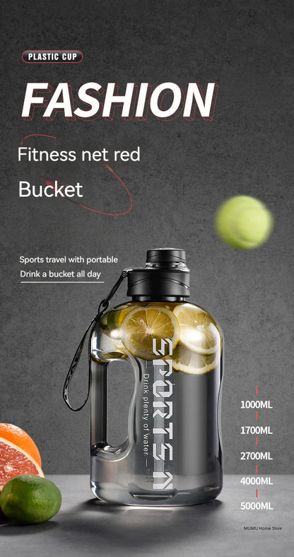 1.7L/2.7L/4L/5L Large Capacity Sports Water Bottle – Gym, Camping & Fitness Hydration Jug