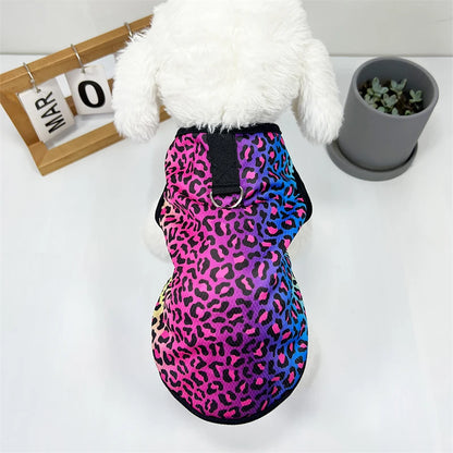 Pullover Pet Vest – Colorful Leopard Print for Small/Medium Dogs & Cats