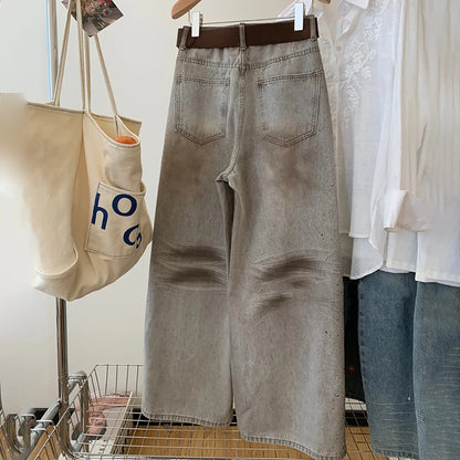 Rhinestone Wide Leg Denim Pants