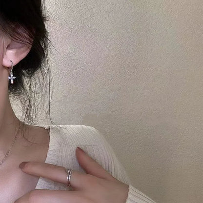 Crystal Cross Women Stud Earrings