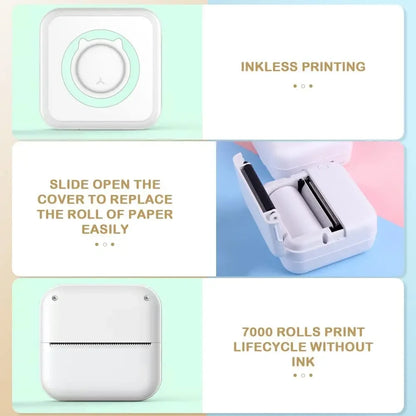Mini Bluetooth Sticker Printer – Portable Inkless Pocket Printer for Photos, Journals & Notes