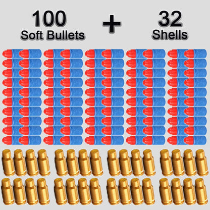 32 Shells 100 Soft Bullets Foam Darts For Toy guns Glock Gun Pistol Blaster Guns Toy Shooting Game For Kids Boys