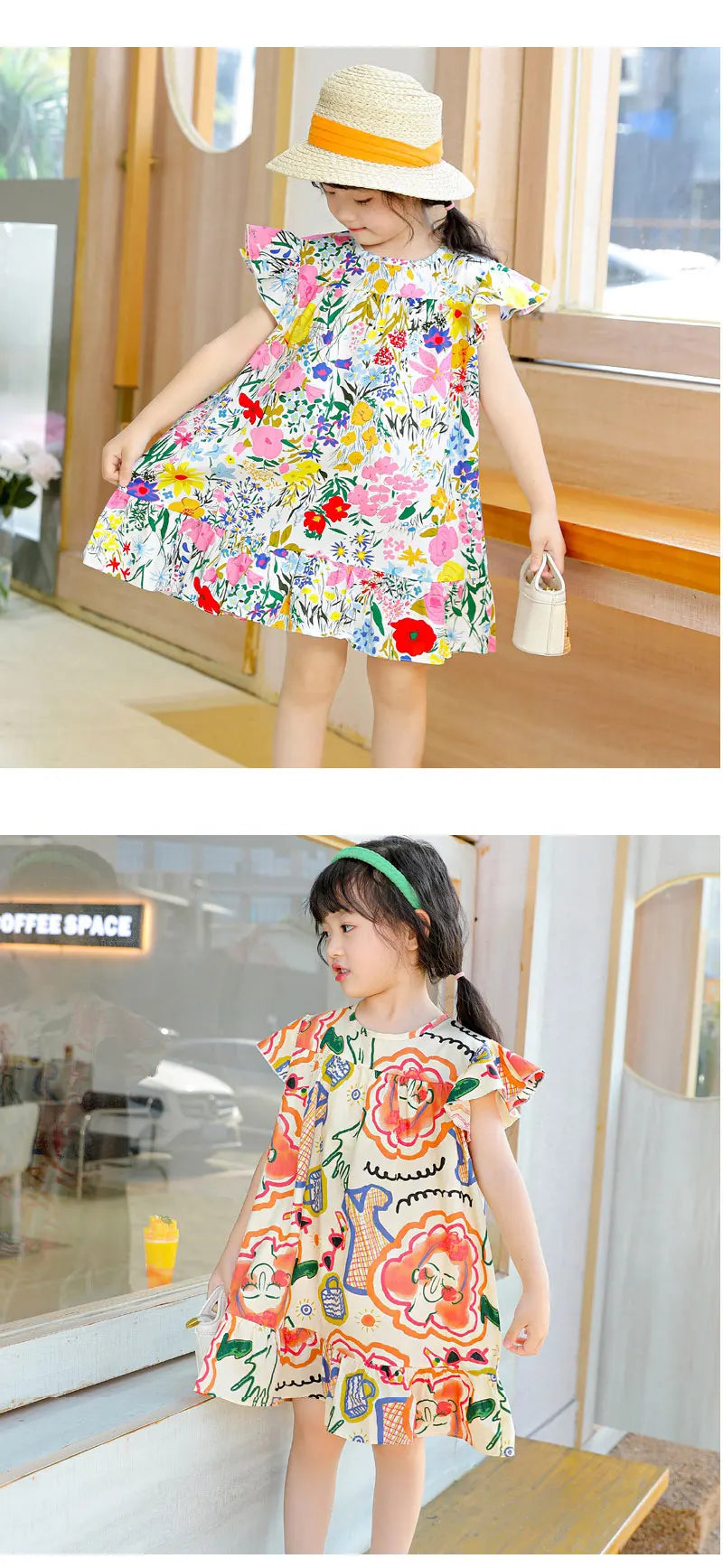 100% Cotton Summer Dress for Girls – Heart Print Sleeveless Princess Outfit