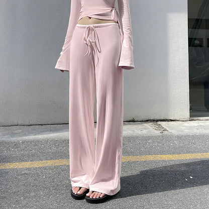 Drawstring High Waist Trousers Set