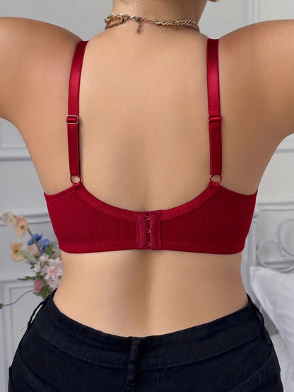 Plus Size Ribbed Women Bra Thin Cup