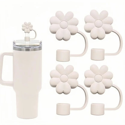 13pcs accessories for Stanley 40oz thermos cup, flower straw covers, 10mm straws, silicone cup sleeves and cleaning brushes.