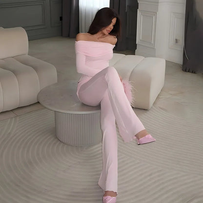 Fold Over Flare Pants 2 Piece Set