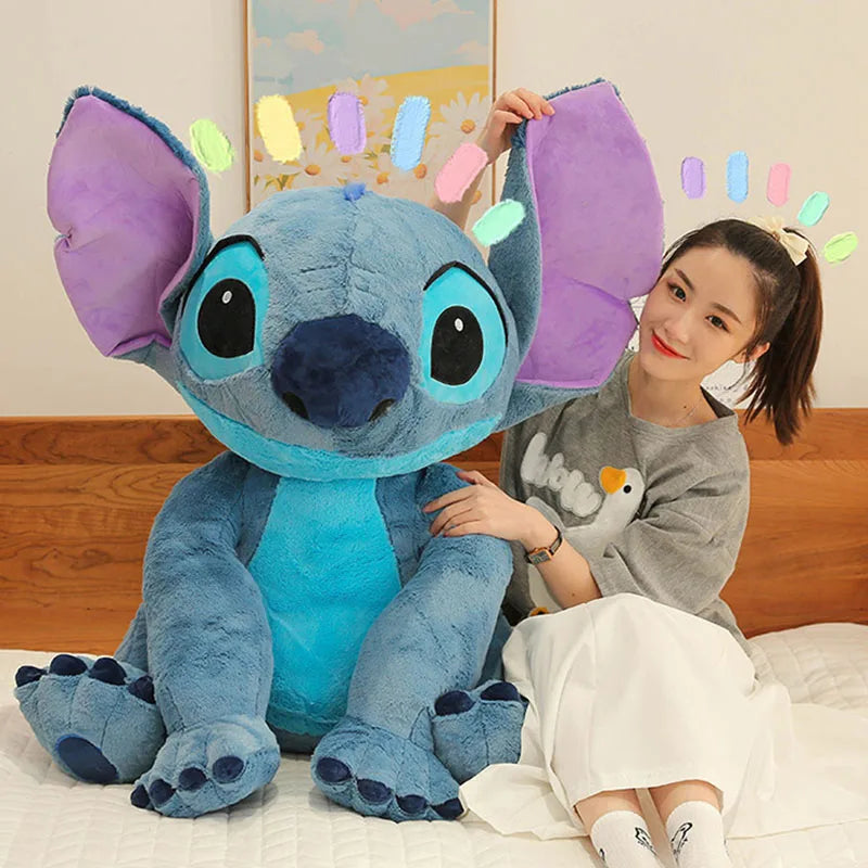 60cm Disney Stitch Plush Toy Doll Anime Lilo & Stitch Sitting Stitch Cartoon Stuffed Doll Children's Comforting Pillow Kids Gift