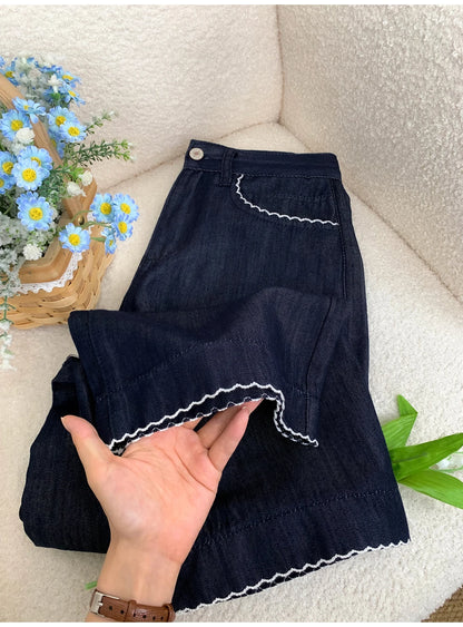 Thin Dark Blue Denim Pants