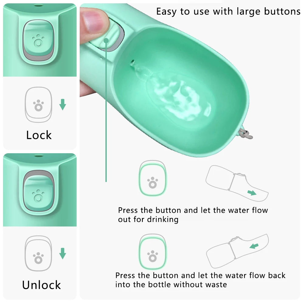 Portable Dog Water Bottle – Travel Drinking Bowl for Dogs & Cats