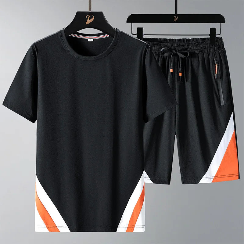 Men T Shirt Suit Shorts Tshirt Set