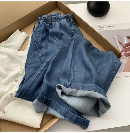 Thin Ice Silk Denim Pants for Women