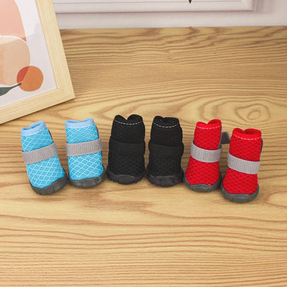 4pcs Breathable Dog & Cat Shoes – Anti-Slip, Year-Round Pet Paw Protectors