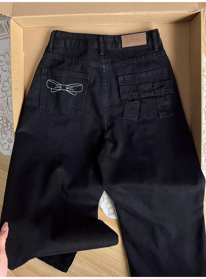 Black Straight Loose Jeans