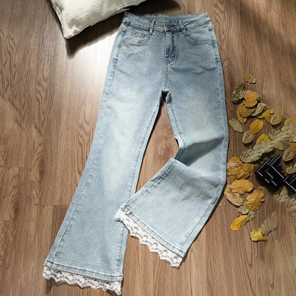 Lace Patchwork Flared Jeans