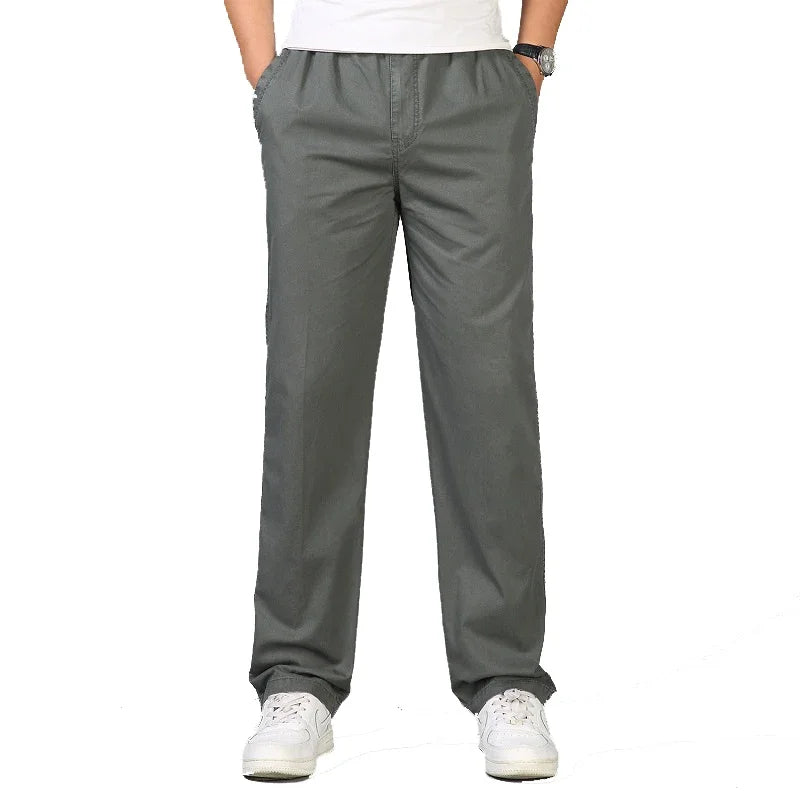 Men Pants Casual Cotton Long Pants Straight Joggers