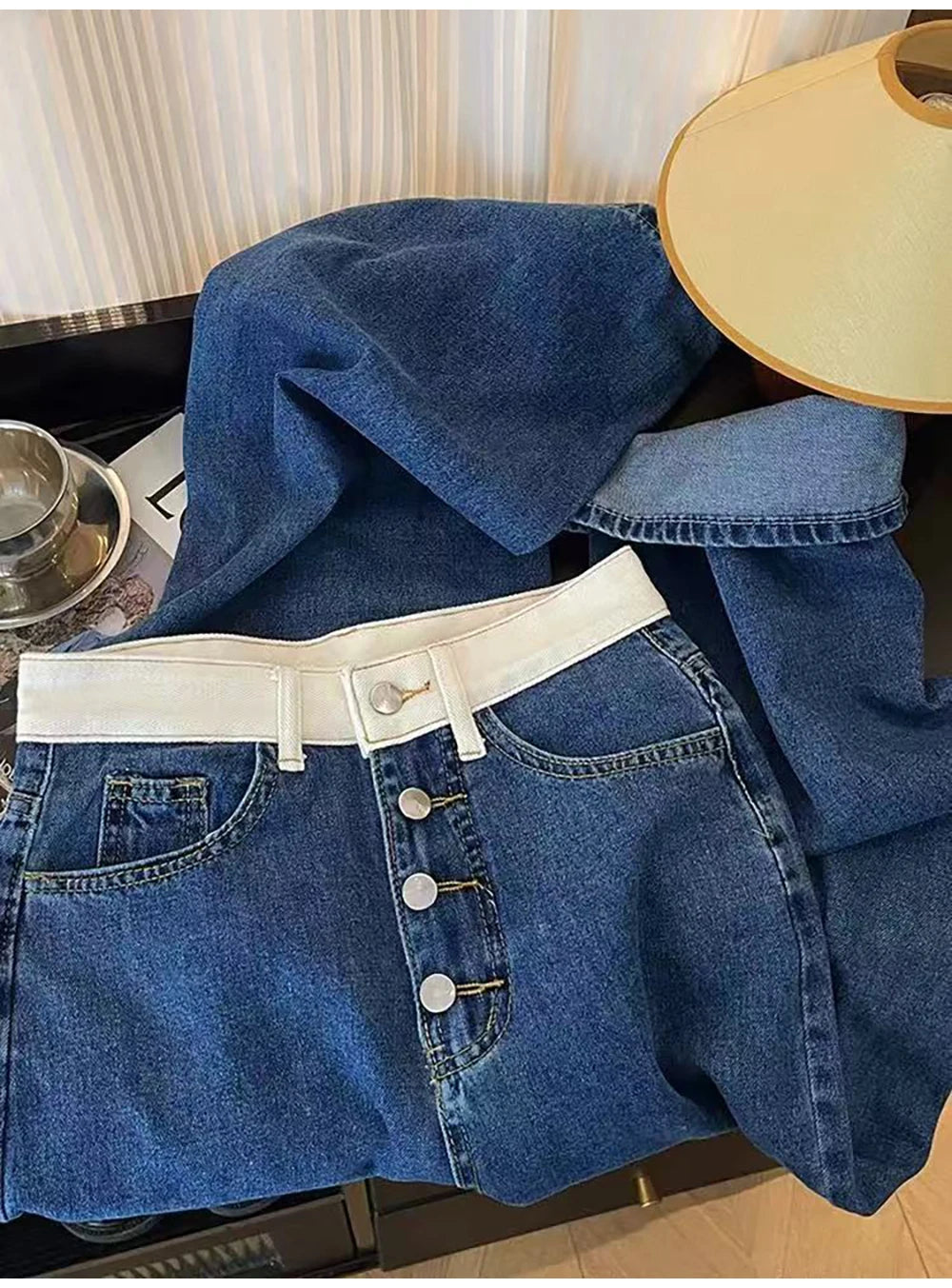 Oversized Women Blue Denim Pants