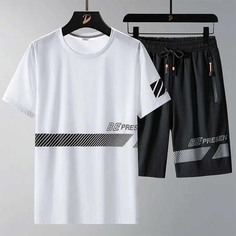 Men T Shirt Suit Shorts Tshirt Set