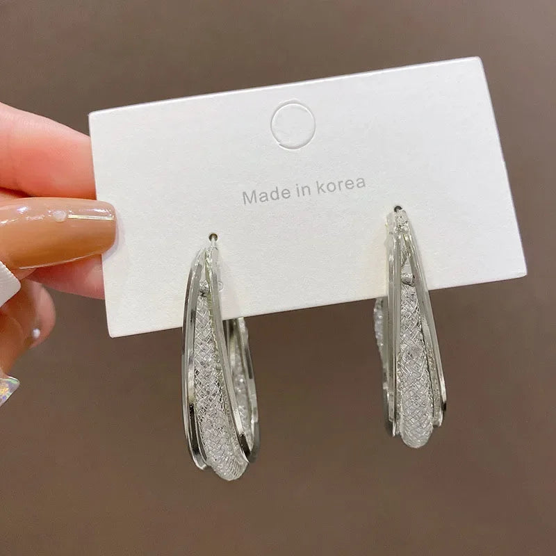 Pendientes Hollow Net Crystal Hanging Earrings