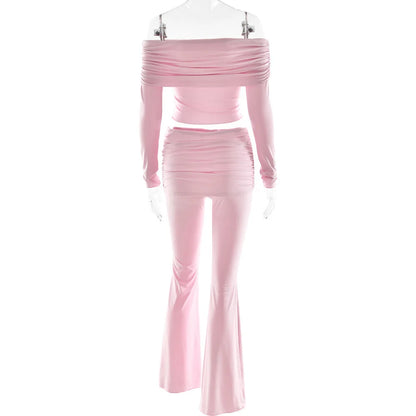Fold Over Flare Pants 2 Piece Set