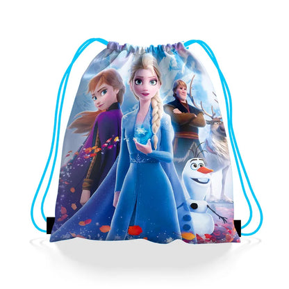 6/12PCS Disney Princess Frozen Anna Elsa Backpacks Birthday Party Gifts Non-woven Drawstring Bags Kids Swimming Backpacks Gifts