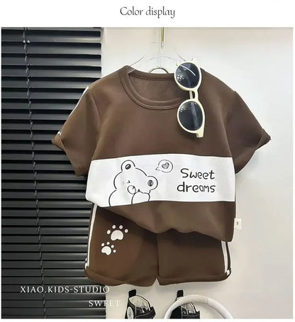 Children’s 2-Piece Summer T-Shirt & Shorts Set – Soft Cotton Casual Outfit for Boys & Girls