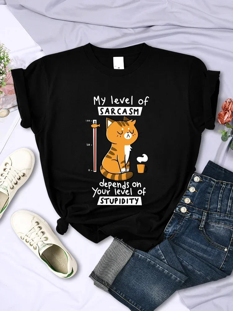 My Level of Sarcasm Depends on Your Level of Stupidity Graphic T Shirts