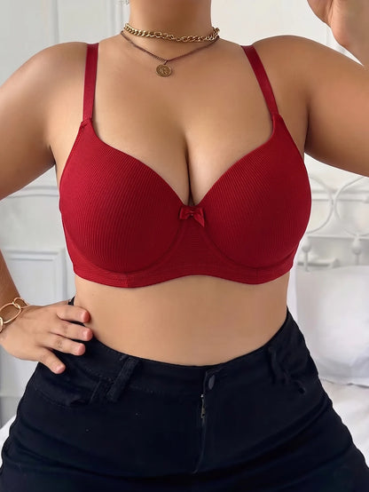 Plus Size Ribbed Women Bra Thin Cup