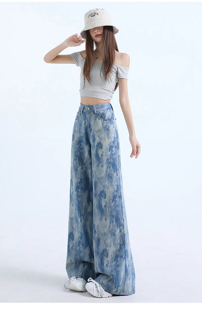 Light Blue Tie-Dye Print Jeans