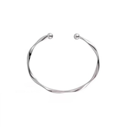 Silver Bracelet Solid Silk Feather Push Pull Bracelet