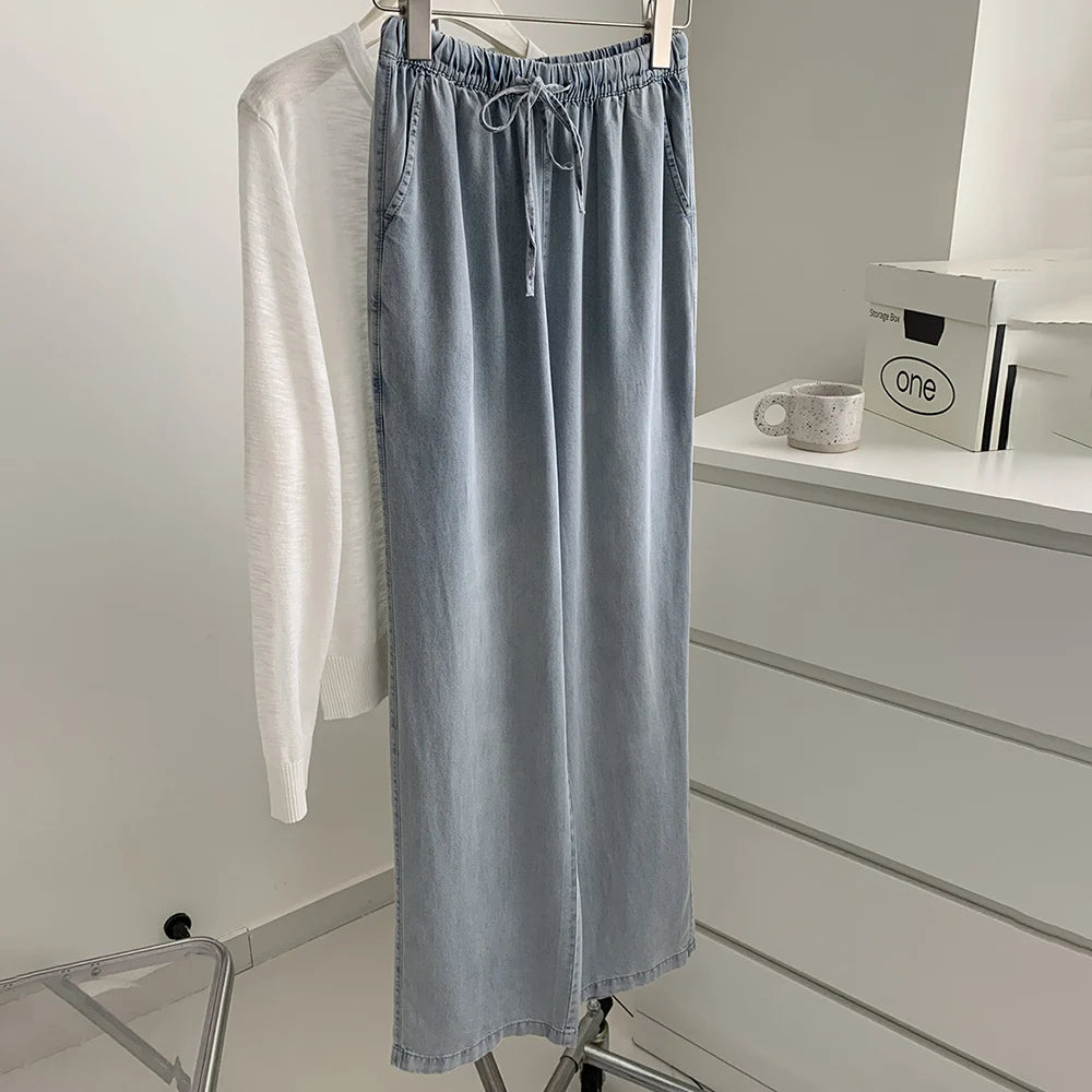 Thin Ice Silk Denim Pants for Women