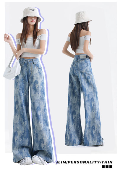 Light Blue Tie-Dye Print Jeans
