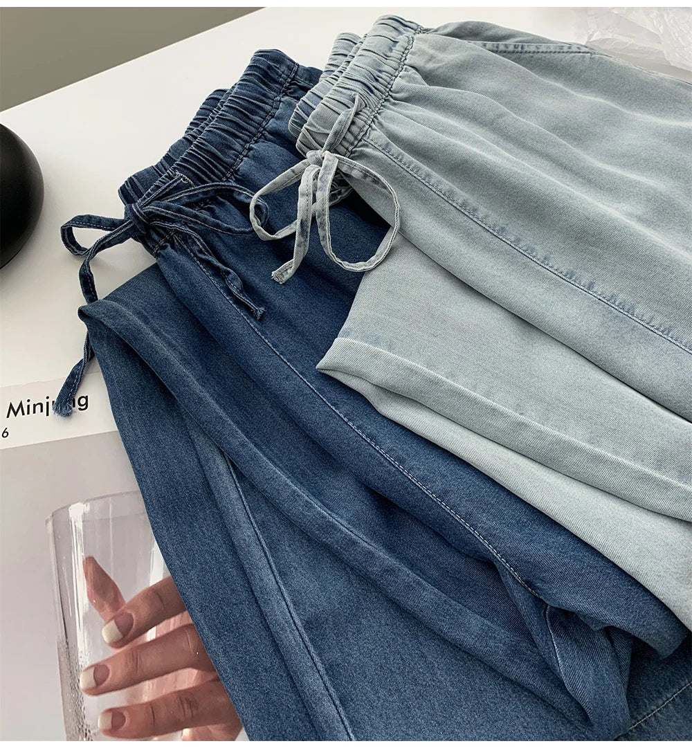 Thin Ice Silk Denim Pants for Women