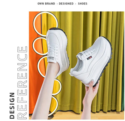 Fujin 8cm Heel Sneakers Genuine Leather White