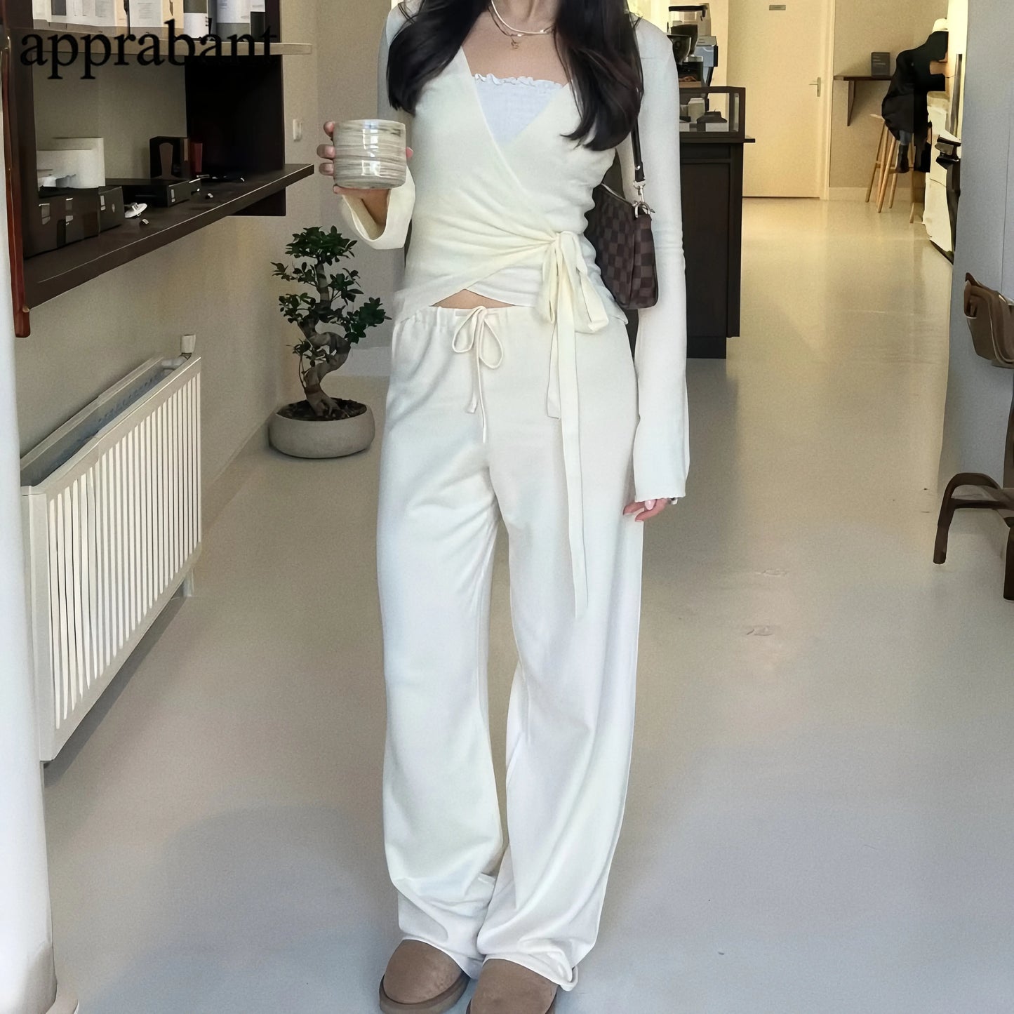 Drawstring High Waist Trousers Set