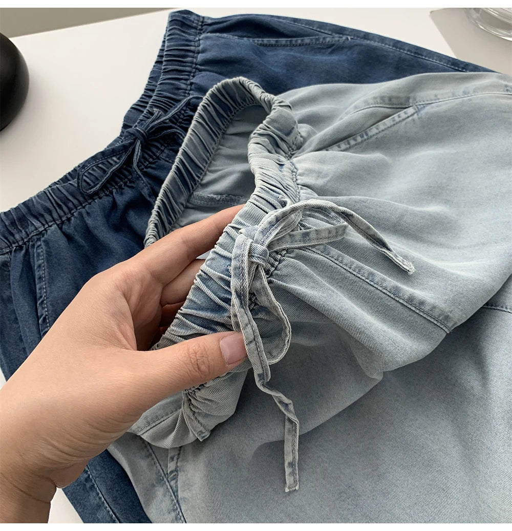 Thin Ice Silk Denim Pants for Women