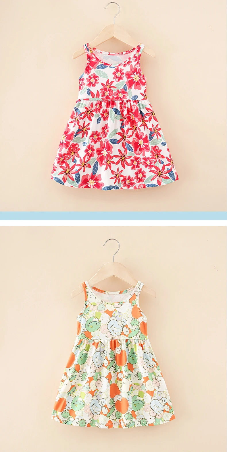 Cute Summer Cartoon Print Dress for Girls – Sleeveless A-Line Princess Outfit