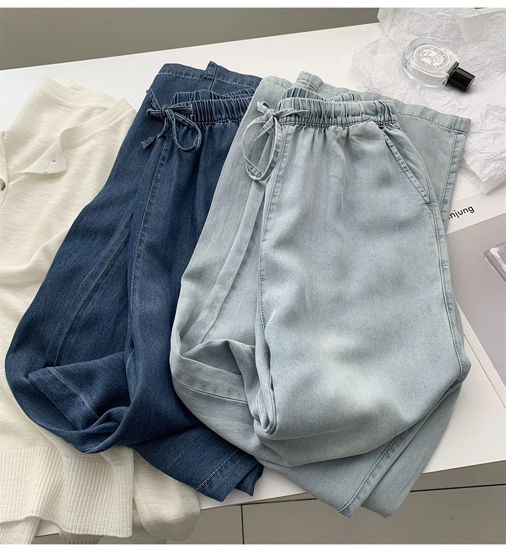 Thin Ice Silk Denim Pants for Women