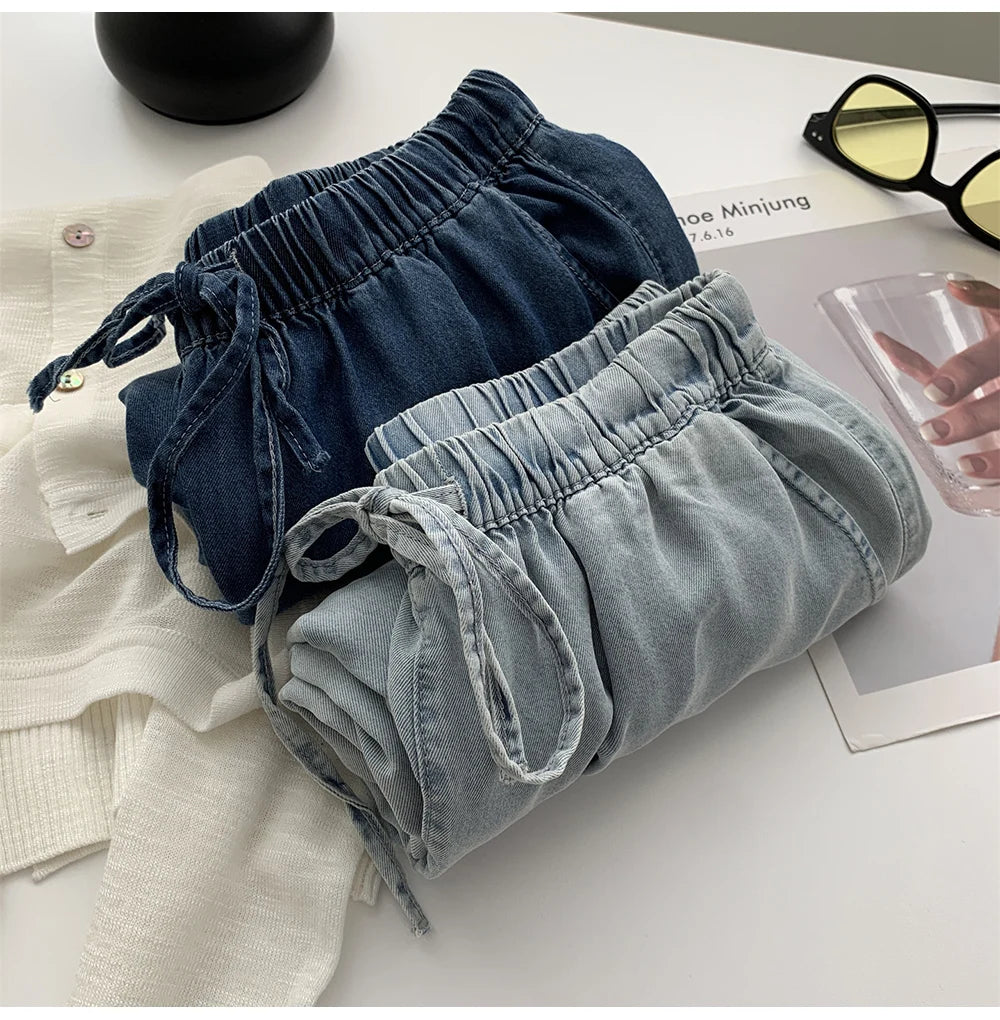 Thin Ice Silk Denim Pants for Women