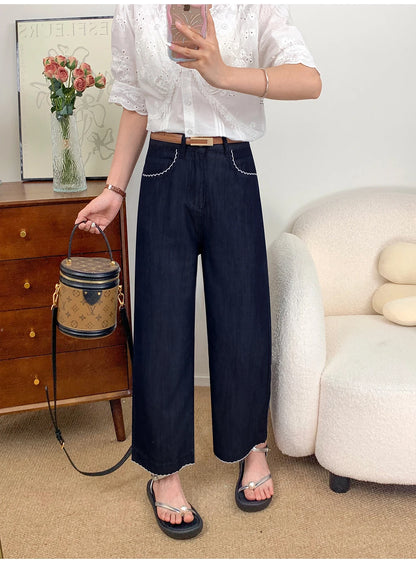 Thin Dark Blue Denim Pants