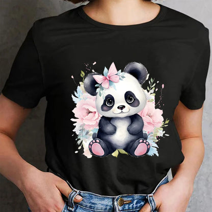 Cute Panda Printed T-Shirt