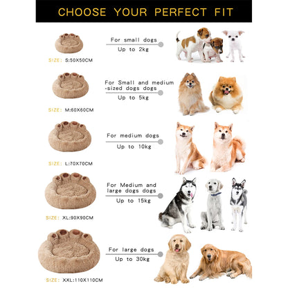 Fluffy Dog Bed – Plush Round Pet Cushion for Small to Large Dogs & Cats