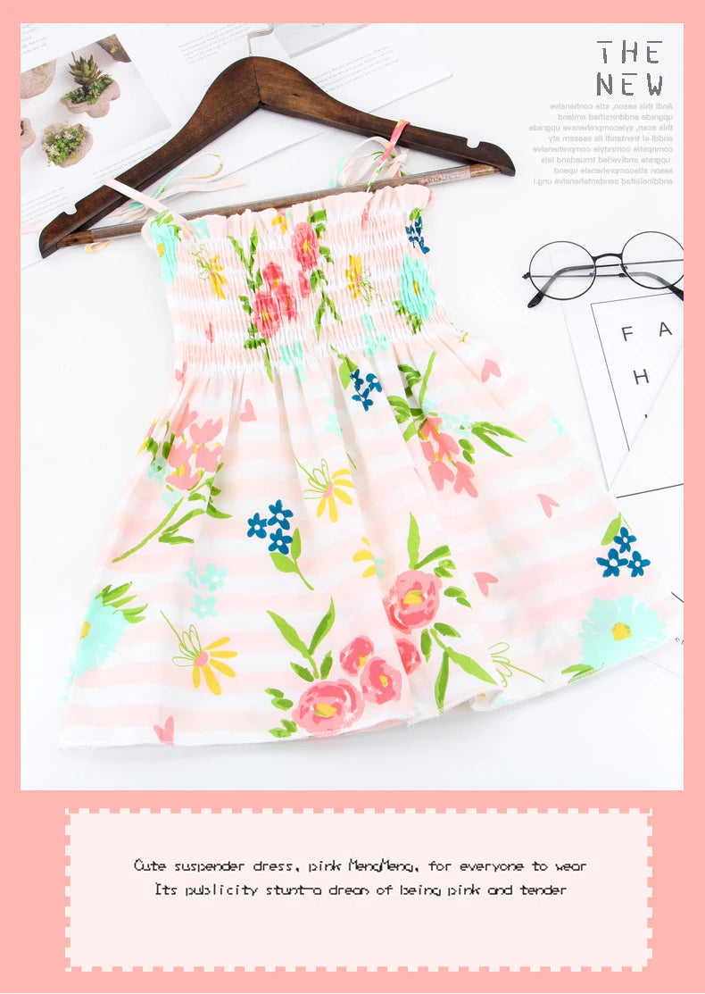 Children's Summer Floral Princess Dress – Cotton Sling Sundress for Girls